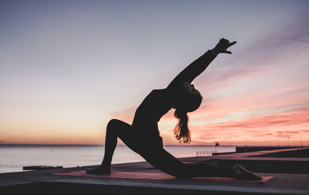 Yoga practice in warm Aegean light